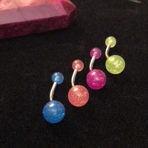 New 14g Belly Ring 4pc Glow In the Dark Pack